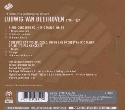 Beethoven: Piano Concerto No. 4, Triple Concerto - Royal Philharmonic Orchestra, Jean-Jacques Kanterow, Raphael Wallfisch, Michael Roll (Hybrid SACD)