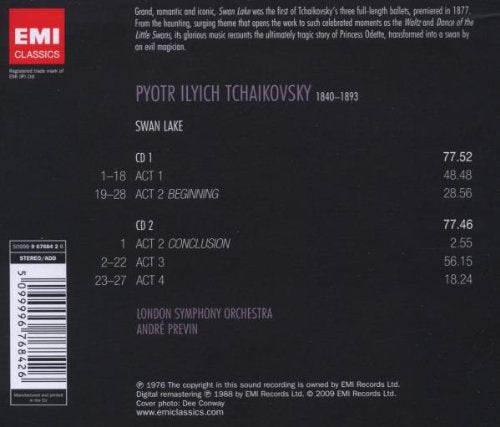 TCHAIKOVSKY: SWAN LAKE - ANDRE PREVIN, LONDON SYMPHONY ORCHESTRA (2 CDS)