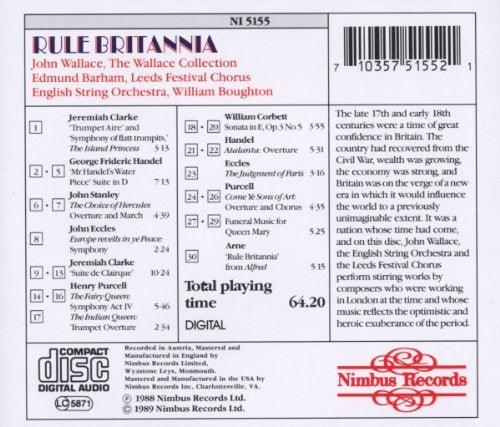 Rule Britannia: Pieces For Trumpet & Chorus - John Wallace, English String Orchestra, William Boughton