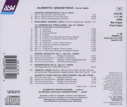 GINASTERA: The Complete Piano Music & Chamber Music With Piano, Vol. 1 - Alberto Portugheis, Aurora N.-Ginastera