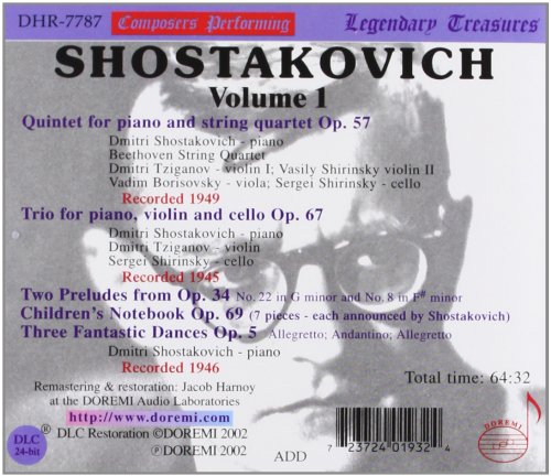Shostakovich, Vol. 1 (Piano Trio, Piano Quintet, solo piano works) - Dmitri Shostakovich, Beethoven String Quartet