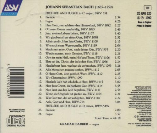 Bach, J.S.: Early Organ Works Vol. 1, including the complete Neumeister Chorales - Graham Barber