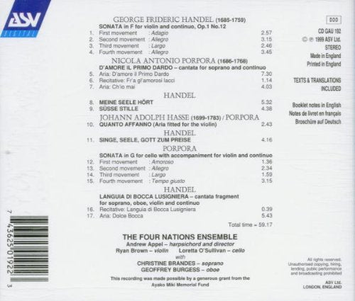 HANDEL & PORPORA: The Rivals - The Four Nations Ensemble