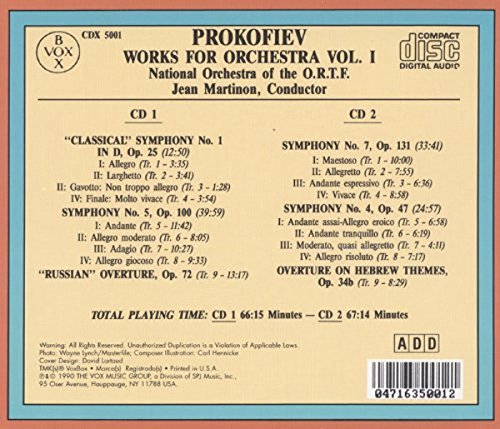 PROKOFIEV: ORCHESTRAL WORKS, VOL. 1 - MARTINON, ORTF NATIONAL ORCHESTRA (2 CDS)