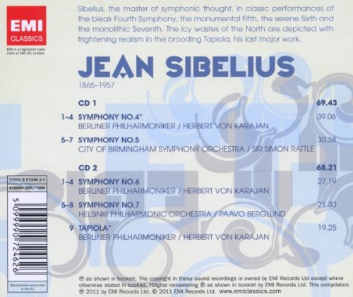 Sibelius: Symphonies Nos. 4. 5. 6 & 7: RATTLE, KARAJAN, BERLIN PHILARMONIC (2 CDs)