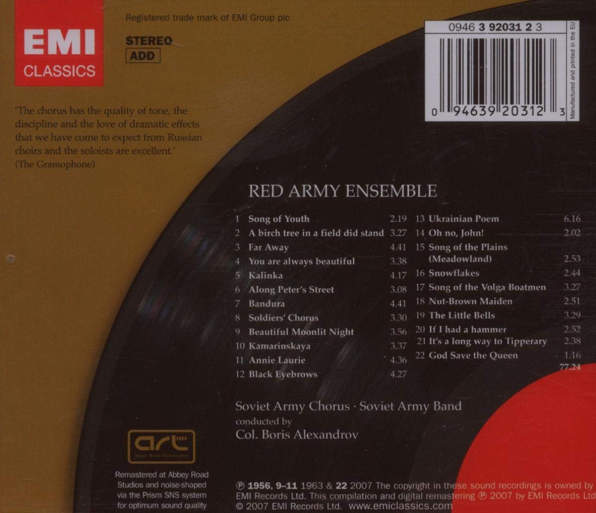 RED ARMY ENSEMBLE - Song Of The Volga Boatmen / Kalinka / Kamarinskaya / Snowflakes / Annie Laurie / Tipperary