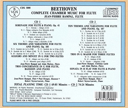 BEETHOVEN: CHAMBER MUSIC FOR FLUTE - JEAN-PIERRE RAMPAL, ROBERT VEYRON-LACROIX (2 CDS)