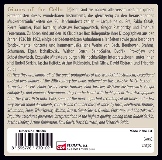 GIANTS OF THE CELLO - THE GREATEST CELLO RECORDINGS (10 CDS)