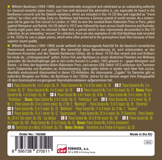 BEETHOVEN: SONATAS & VARIATIONS - WILLIAM BACKHAUS (10 CDS)