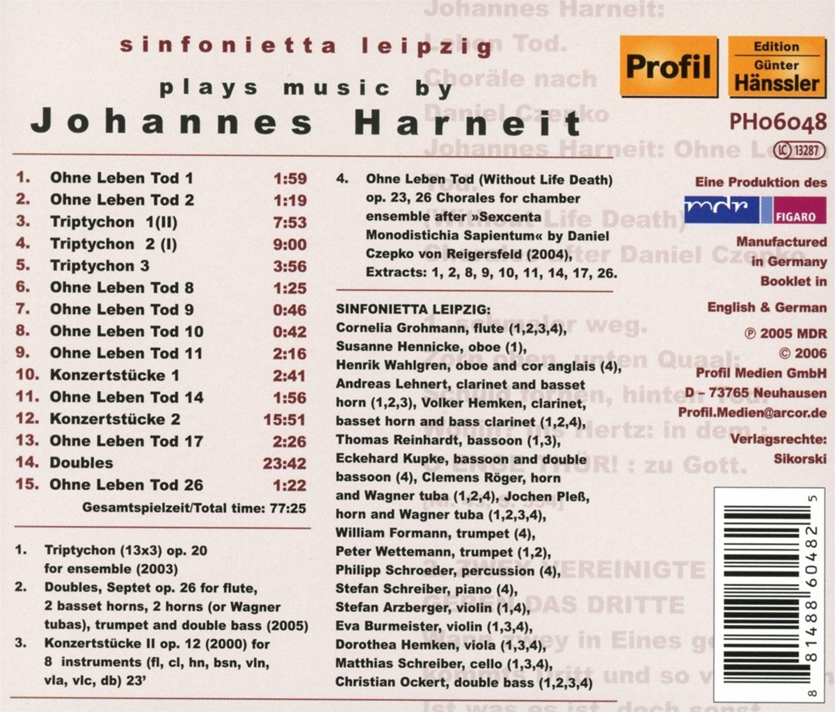 Harneit: Ohne Leben - Sinfonietta Leipzig