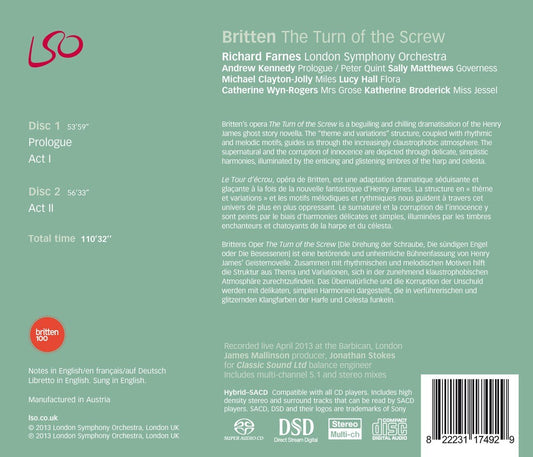 Britten: The Turn Of The Screw - LONDON SYMPHONY ORCHESTRA / FARNES (2 HYBRID SACD)