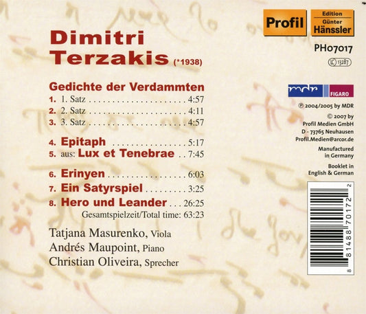 Terzakis: Lux et Tenebra & Other Piano Works - Maupoint, Oliviera, Masurenko