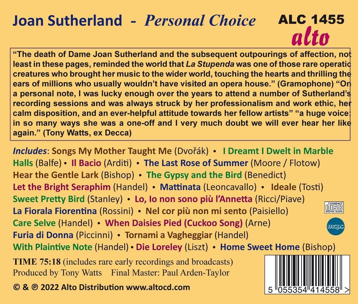 JOAN SUTHERLAND: PERSONAL CHOICES (CD + FREE MP3)
