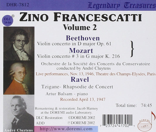 ZINO FRANCESCATTI COLLECTION, Vol. 2 - Beethoven, Mozart, Ravel