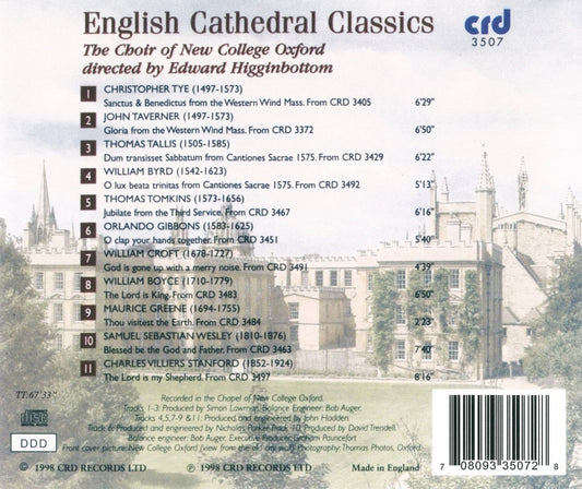 ENGLISH CATHEDRAL CLASSICS - CHOIR OF NEW COLLEGE, OXFORD, EDWARD HIGGINBOTTOM