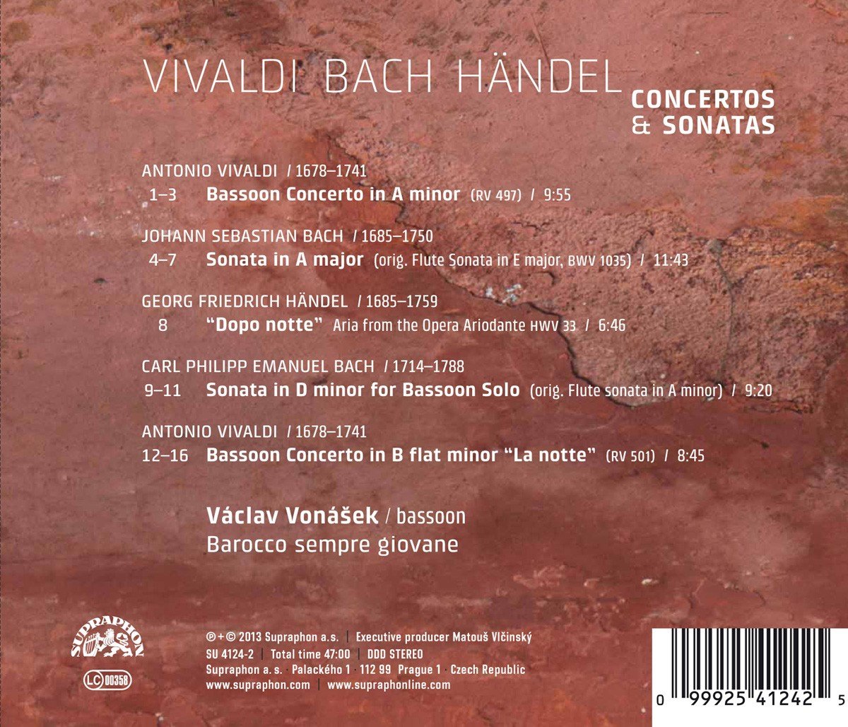 VIVALDI, BACH & HANDEL: Bassoon Concertos & Sonatas - Vaclav Vonasek, Barocco sempre giovane