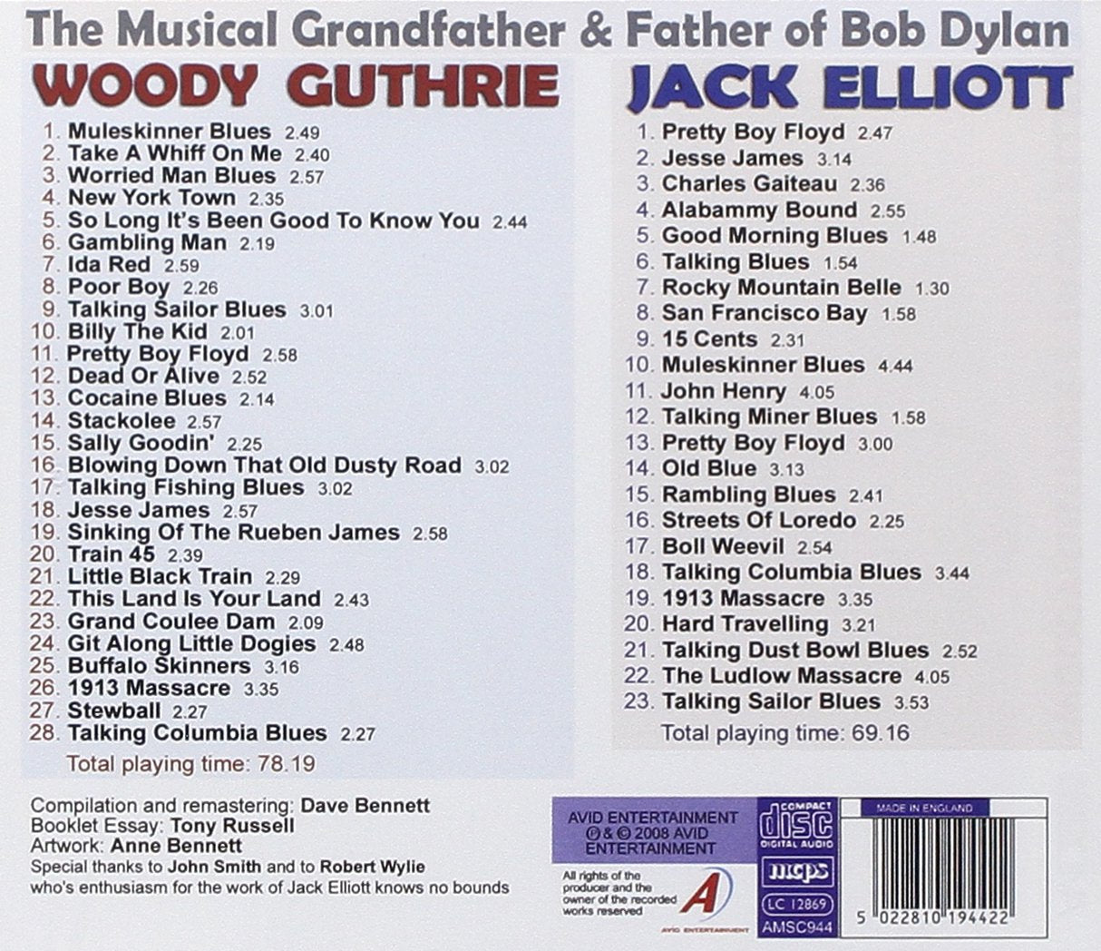 WOODY GUTHRIE & JACK ELLIOTT - The Musical Grandfather & Father Of Bob Dylan (2 CDs)