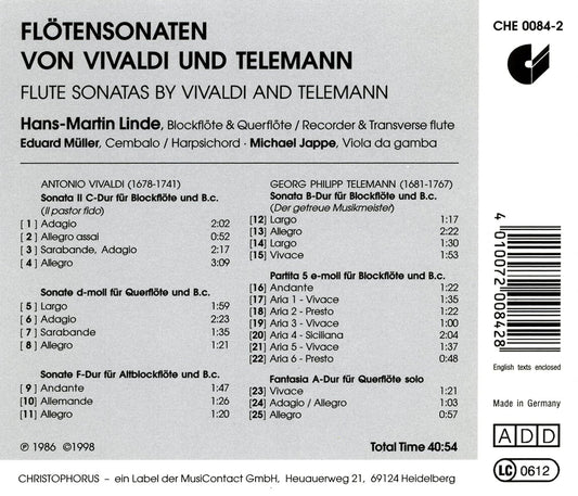 VIVALDI & TELEMANN: FLUTE SONATAS - HANS-MARTIN LINDE, EDUOARD MULLER, MICHAEL JAPPE
