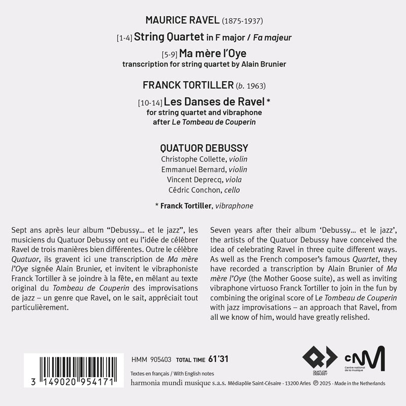 "Ravels". String Quartet - Ma mère l'Oye (with TORTILLER : Les Danses de Ravel) - Quatuor Debussy, Franck Tortiller