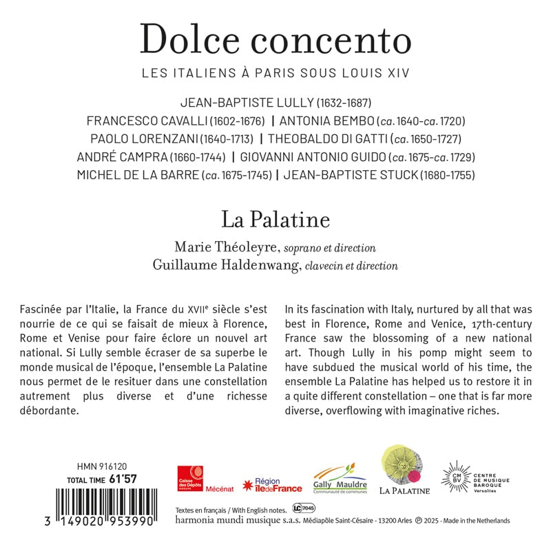 "Dolce concento". Italians in Paris under Louis XIV - La Palatine, Marie Théoleyre, Guillaume Haldenwang