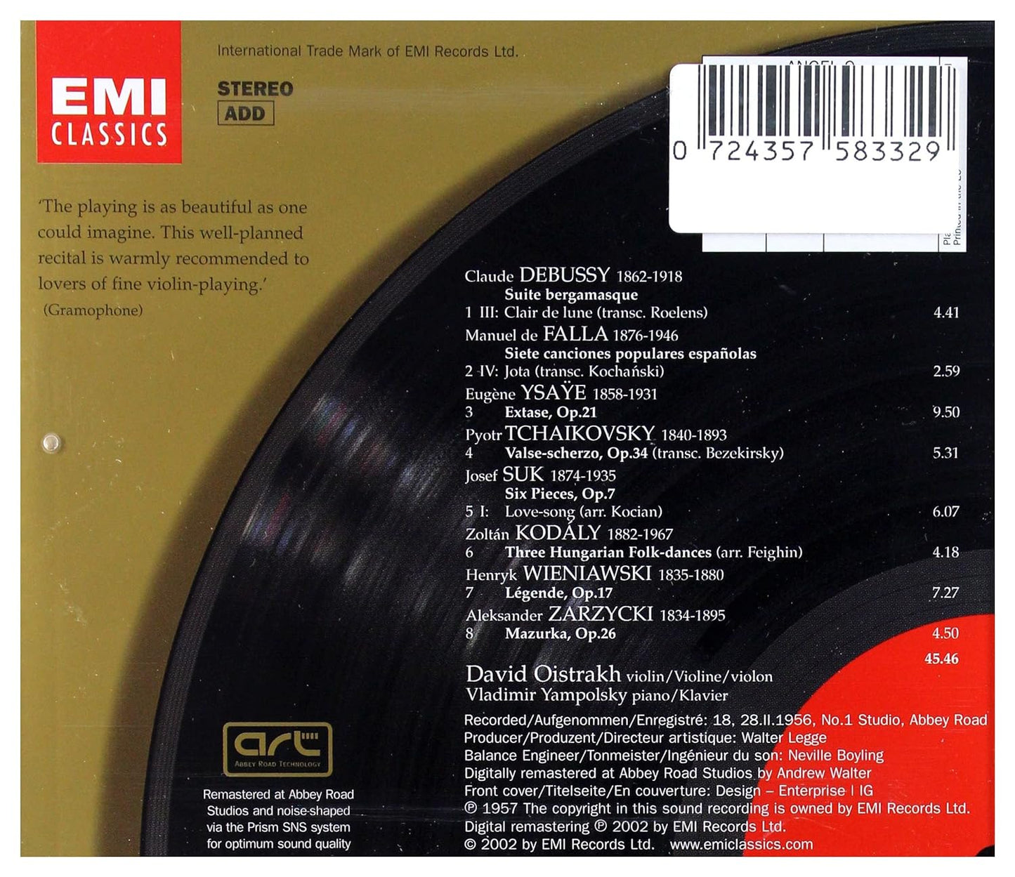 DAVID OISTRAKH: Encores - with Vladimir Yampolsky