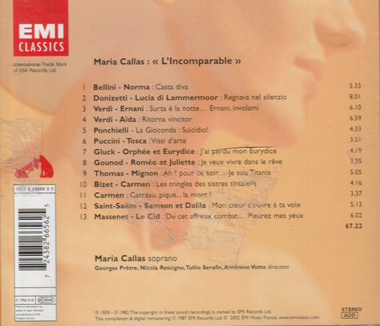 MARIA CALLAS - L'Incomparable