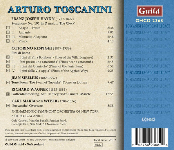 TOSCANINI: Gala Concert 1945 - Arturo Toscanini, Philharmonic Symphony Orchestra of New York