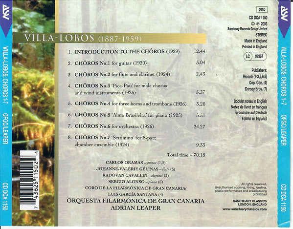 VILLA-LOBOS: Choros 1-7 - Orquesta Filarmónica De Gran Canaria, Adrian Leaper
