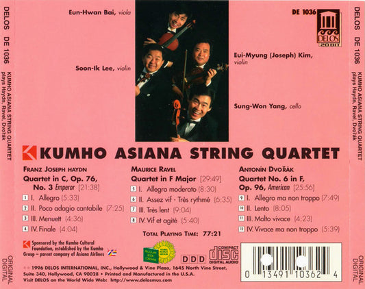 HAYDN, RAVEL & DVORÁK: String Quartets - Kumho Asiana String Quartet