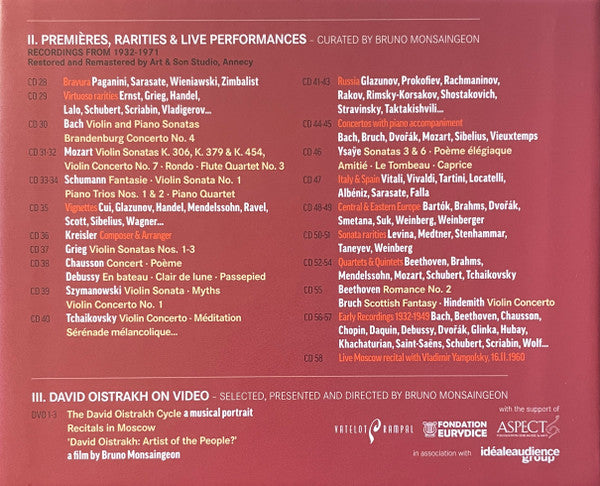 DAVID OISTRAKH: The Warner Remastered Edition: Complete Columbia & HMV Recordings (58 CDs, 3 DVDs)