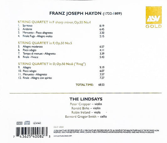 HAYDN: String Quartets Op. 50 Nos.4-6 - The Lindsays