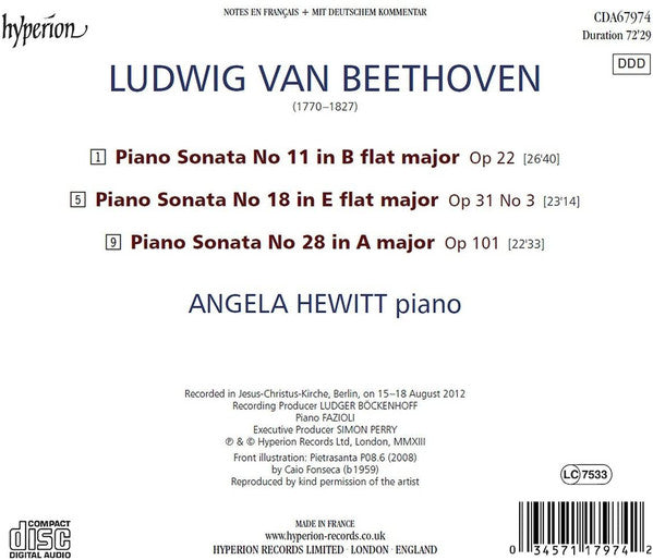 Beethoven: Piano Sonatas Opp 22, 31/3 & 101 - Angela Hewitt