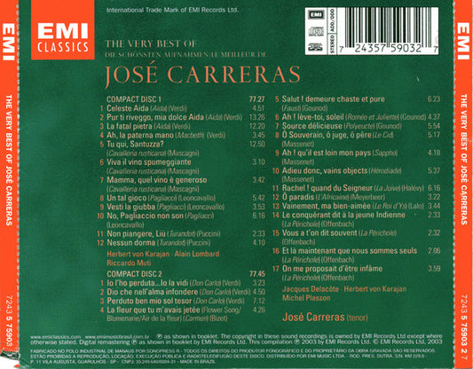 JOSE CARRERAS: The Very Best Of Jose Carreras (2 CDS)