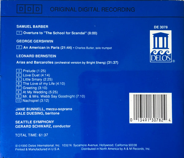 BARBER/GERSHWIN/BERNSTEIN - GERARD SCHWARZ, SEATTLE SYMPHONY