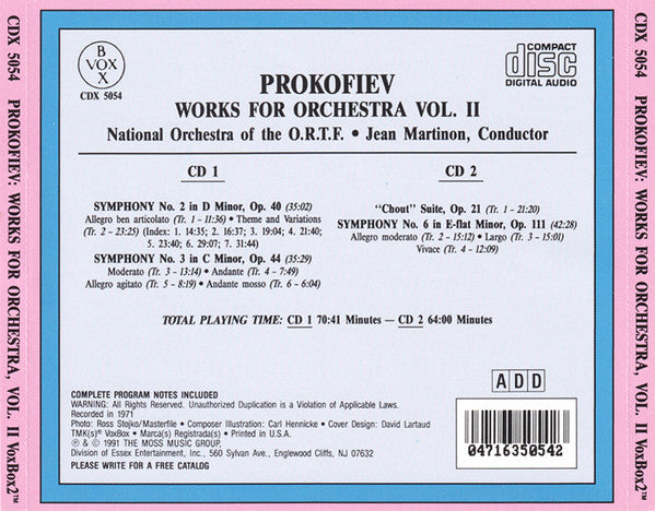 PROKOFIEV: ORCHESTRAL WORKS, VOL. 2 - MARTINON, ORTF NATIONAL ORCHESTRA (2 CDS)