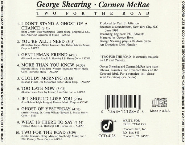GEORGE SHEARING & CARMEN MCRAE: Two For The Road