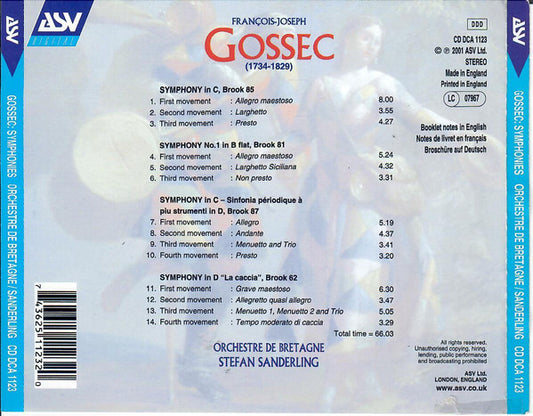GOSSEC: Four Symphonies - Orchestre De Bretagne, Stefan Sanderling