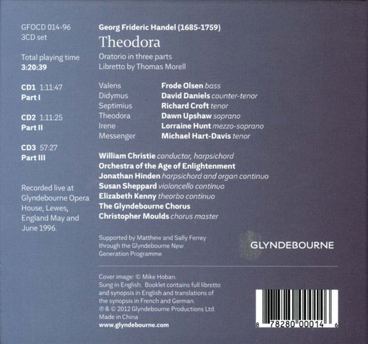 HANDEL: Theodora - Lorraine Hunt • David Daniels • Dawn Upshaw • Richard Croft • Orchestra Of The Age Of Enlightenment • William Christie (3 CDS, DELUXE BOOKLET)