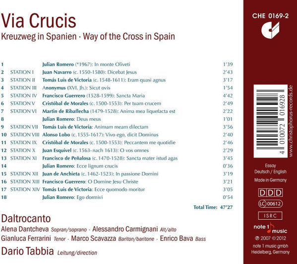 VIA CRUCIS: THE WAY OF THE CROSS IN SPAIN (DE VICTORIA/DE MORALES/GUERRERO/NAVARRO) - Daltrocanto