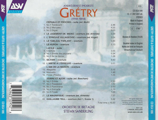 GRETRY: Suites & Overtures - Orchestre De Bretagne, Stefan Sanderling