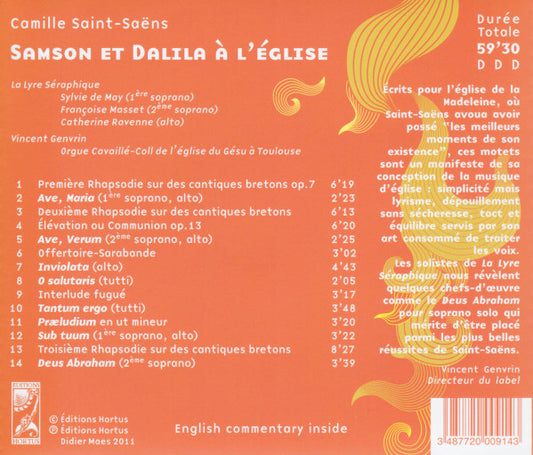 SAINT-SAENS: Samson Et Dalila À L'Église (Complete Works for Organ and Motets, Volume 2) - Vincent Genvrin, orgue - Choeur de chambre les Ele