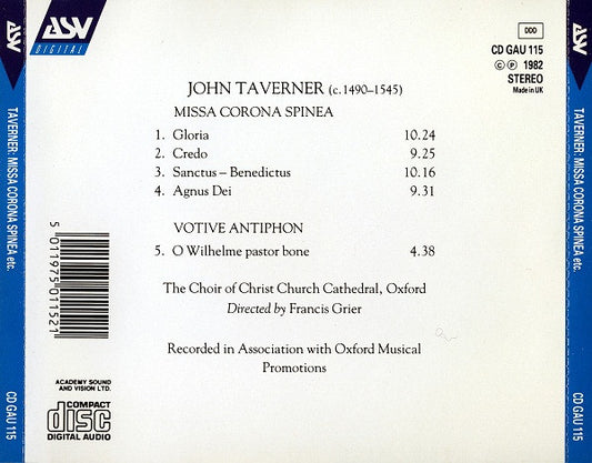 TAVERNER: Missa Corona Spinea - Choir of Christ Church Cathedral, Oxford