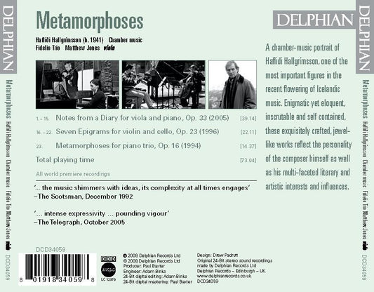 Hallgrímsson: Metamorphoses - Fidelio Trio, Matthew Jones