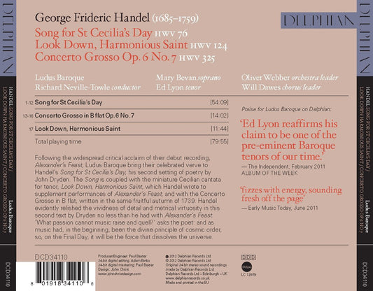 Handel: Song for St Cecilia’s Day, Look Down Harmonious Saint, Concerto Grosso - Ludus Baroque, Richard Neville-Towle, Mary Bevan, Ed Lyon