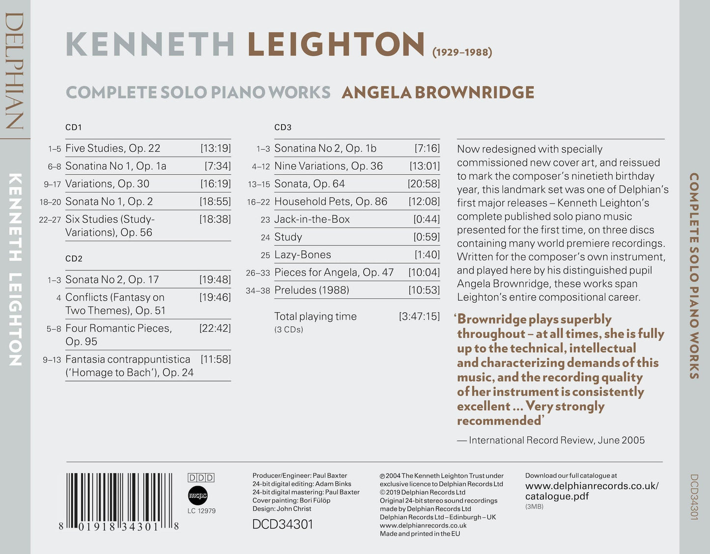 Leighton: Complete Solo Piano Works - Angela Brownridge (3 CDs)