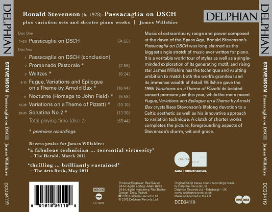 Stevenson: Passacaglia On DSCH Plus Variation Sets And Shorter Piano Works - James Wilshire (2 CDs)