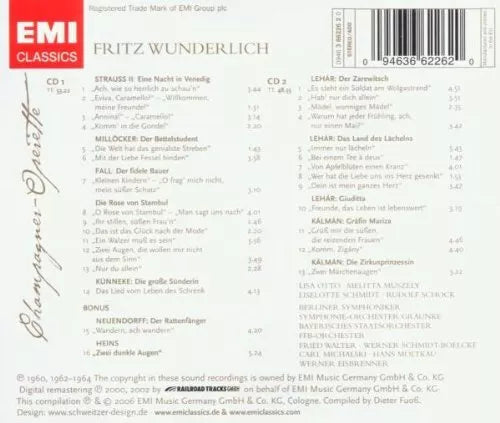 FRITZ WUNDERLICH: Operetta - Works Of Lehar & Strauss (2 CDS)