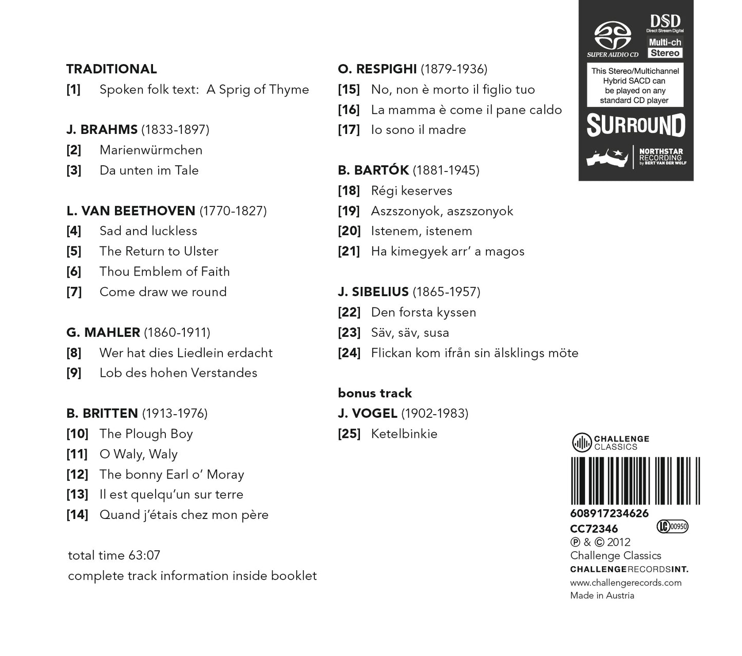 FOLK STORIES: SONGS BY BEETHOVEN, BRITTEN, MAHLER - CORA BURGGRAAF & SIMON LEPPER (HYBRID SACD)