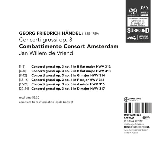 HANDEL: CONCERTI GROSSI, OPUS 3 - COMBATTIMENTO CONSORT AMSTERDAM (HYBRID SACD)