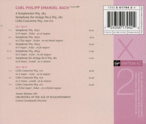 BACH, C.P.E.: Symphonies; Cello Concertos - Gustav Leonhardt, Orchestra of the Age of Enlightenment (2 CDs)